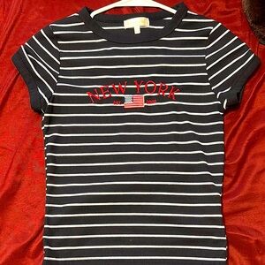 Black and White Striped New York Tee